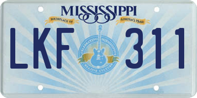 MS license plate LKF311