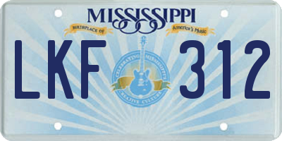 MS license plate LKF312