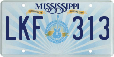 MS license plate LKF313