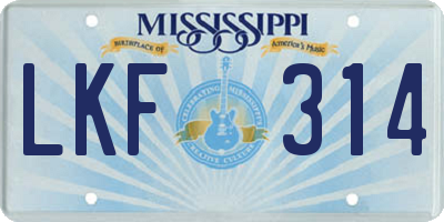 MS license plate LKF314