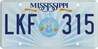 MS license plate LKF315