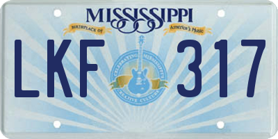 MS license plate LKF317
