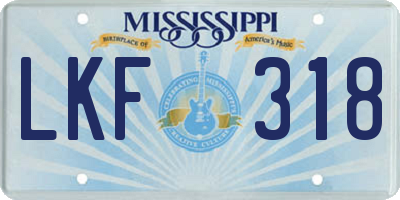 MS license plate LKF318