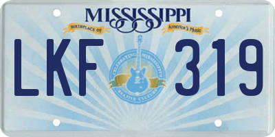 MS license plate LKF319
