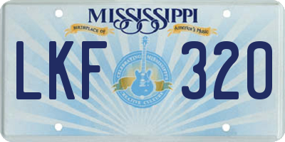 MS license plate LKF320