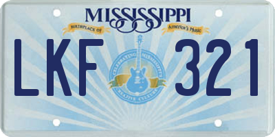 MS license plate LKF321