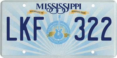 MS license plate LKF322