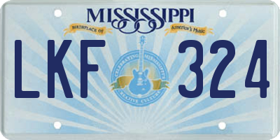 MS license plate LKF324