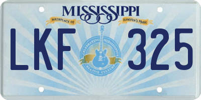 MS license plate LKF325