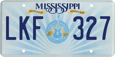 MS license plate LKF327
