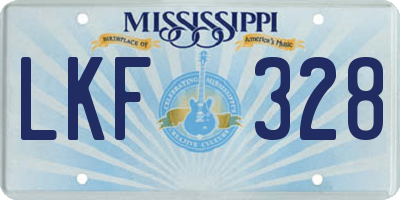MS license plate LKF328