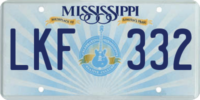 MS license plate LKF332