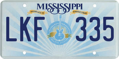 MS license plate LKF335