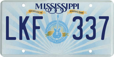 MS license plate LKF337