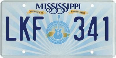 MS license plate LKF341