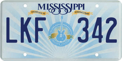 MS license plate LKF342