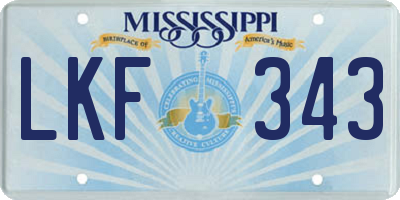 MS license plate LKF343
