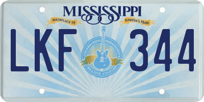 MS license plate LKF344