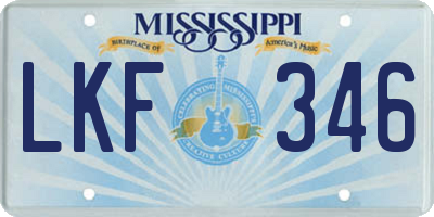 MS license plate LKF346