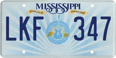 MS license plate LKF347