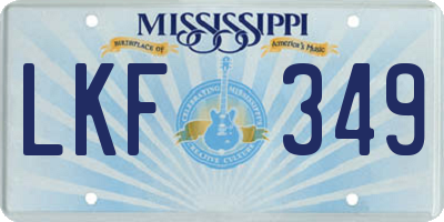 MS license plate LKF349