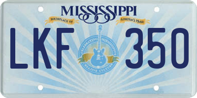 MS license plate LKF350