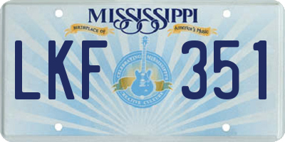 MS license plate LKF351