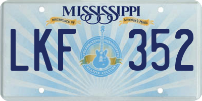 MS license plate LKF352