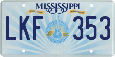 MS license plate LKF353