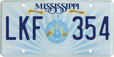 MS license plate LKF354