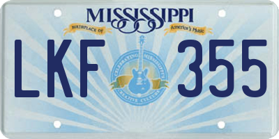 MS license plate LKF355
