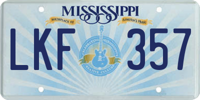MS license plate LKF357