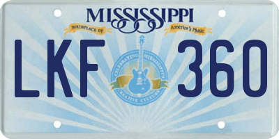 MS license plate LKF360