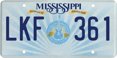 MS license plate LKF361