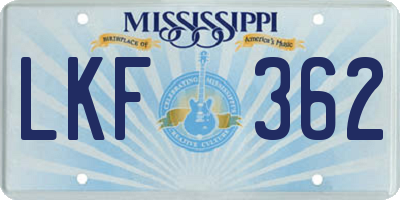 MS license plate LKF362