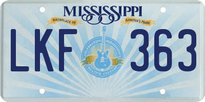 MS license plate LKF363