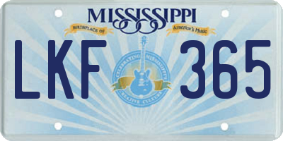MS license plate LKF365