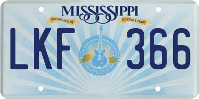 MS license plate LKF366