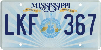 MS license plate LKF367