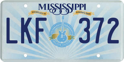 MS license plate LKF372