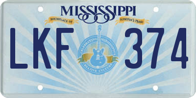 MS license plate LKF374