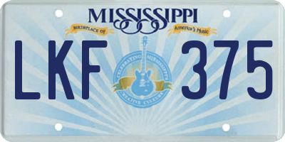 MS license plate LKF375