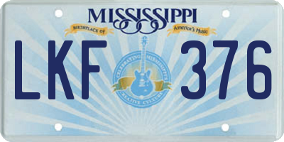 MS license plate LKF376