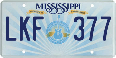 MS license plate LKF377