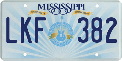 MS license plate LKF382