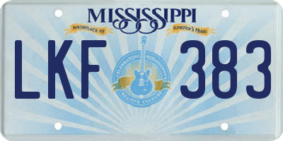 MS license plate LKF383