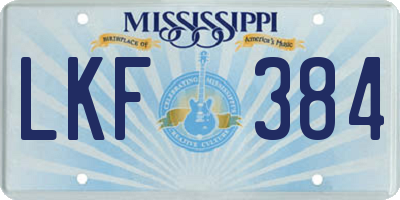 MS license plate LKF384