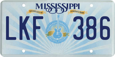 MS license plate LKF386