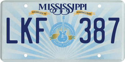 MS license plate LKF387