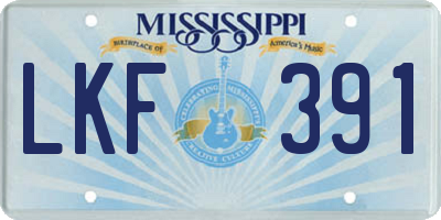MS license plate LKF391
